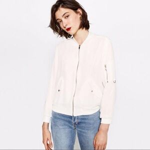 Zara Women's White Bomber Jacket
